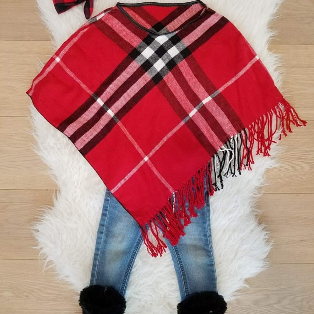 Toddler Girl Fringe Poncho Holiday Christmas Gift for Her - 4 Colors!! - Picture 2 of 8